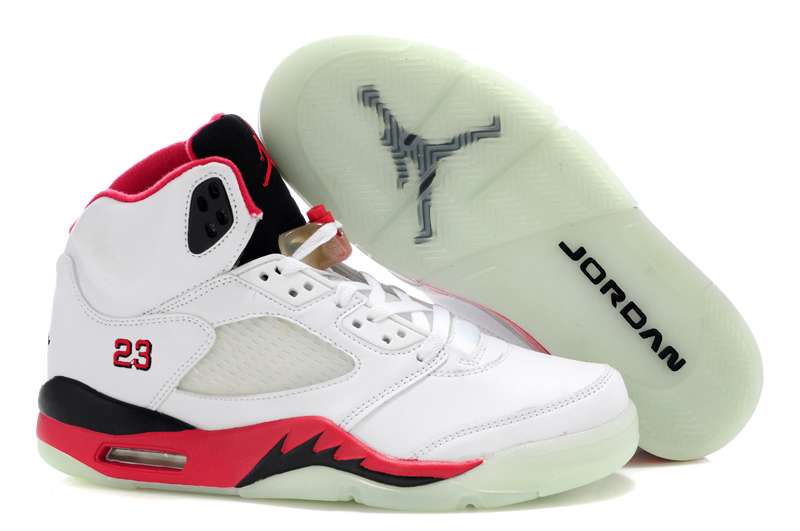 Hot Deal Air Jordan 5 Glow In The Dark White Red Black 2013